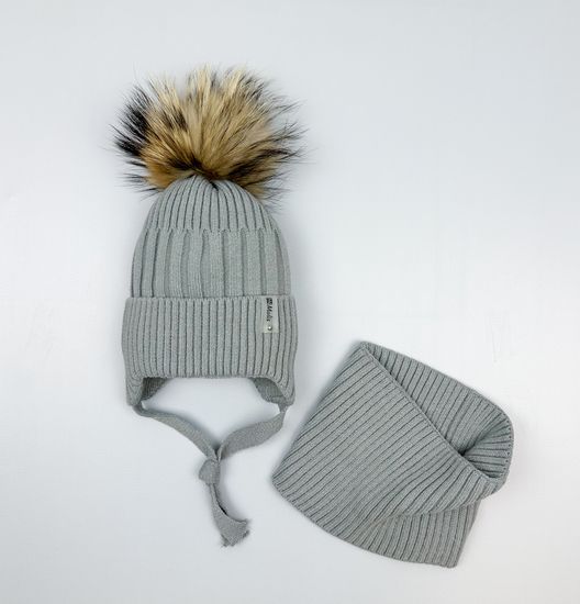 Шапка зимняя со снудом, Серая