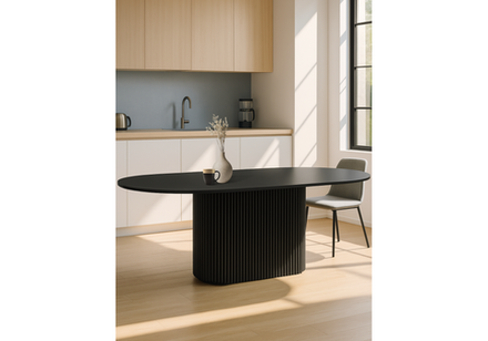 Стол деревянный Woodville Барон О 200 х 90 черная пленка шагрень, черные ноги