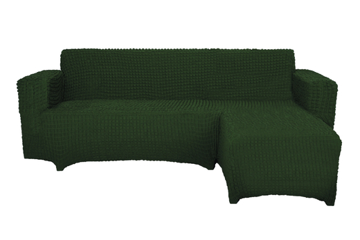 Чехол Модерн на угловой диван с выступом справа, цвет Зеленый