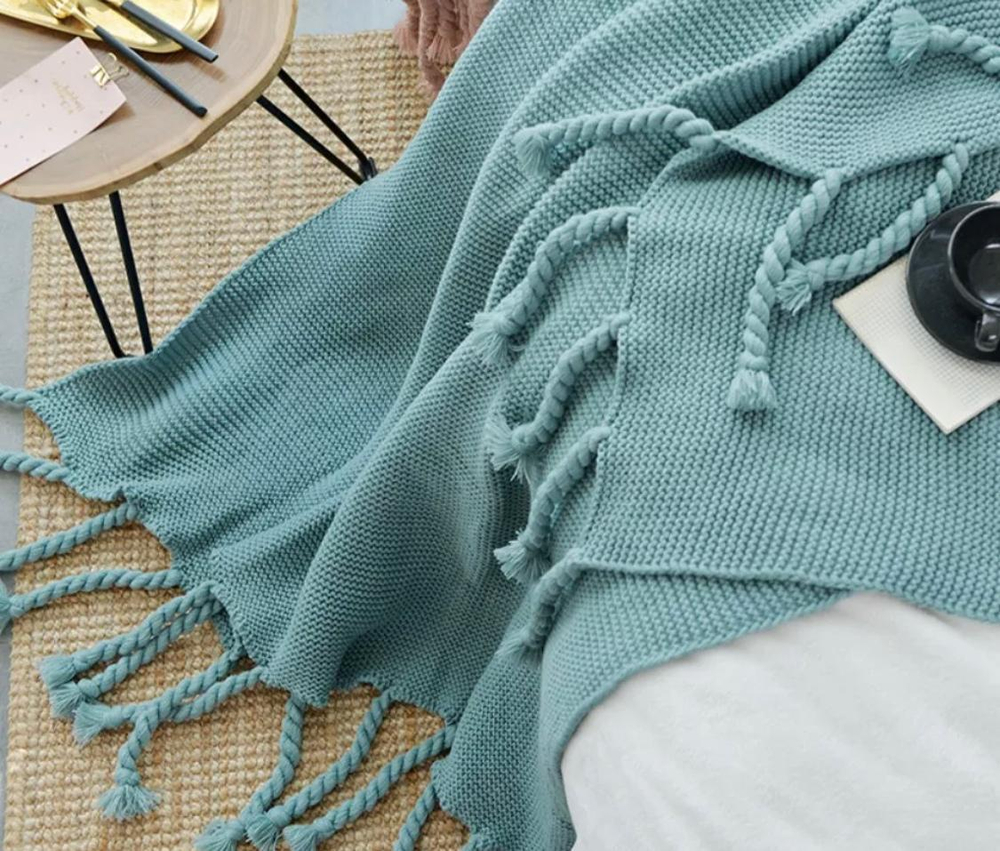 Плед вязаный ZEPHYR HOME бирюзовый