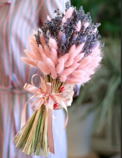 Букет сухоцветов из лагуруса, лаванды -розовая лаванда