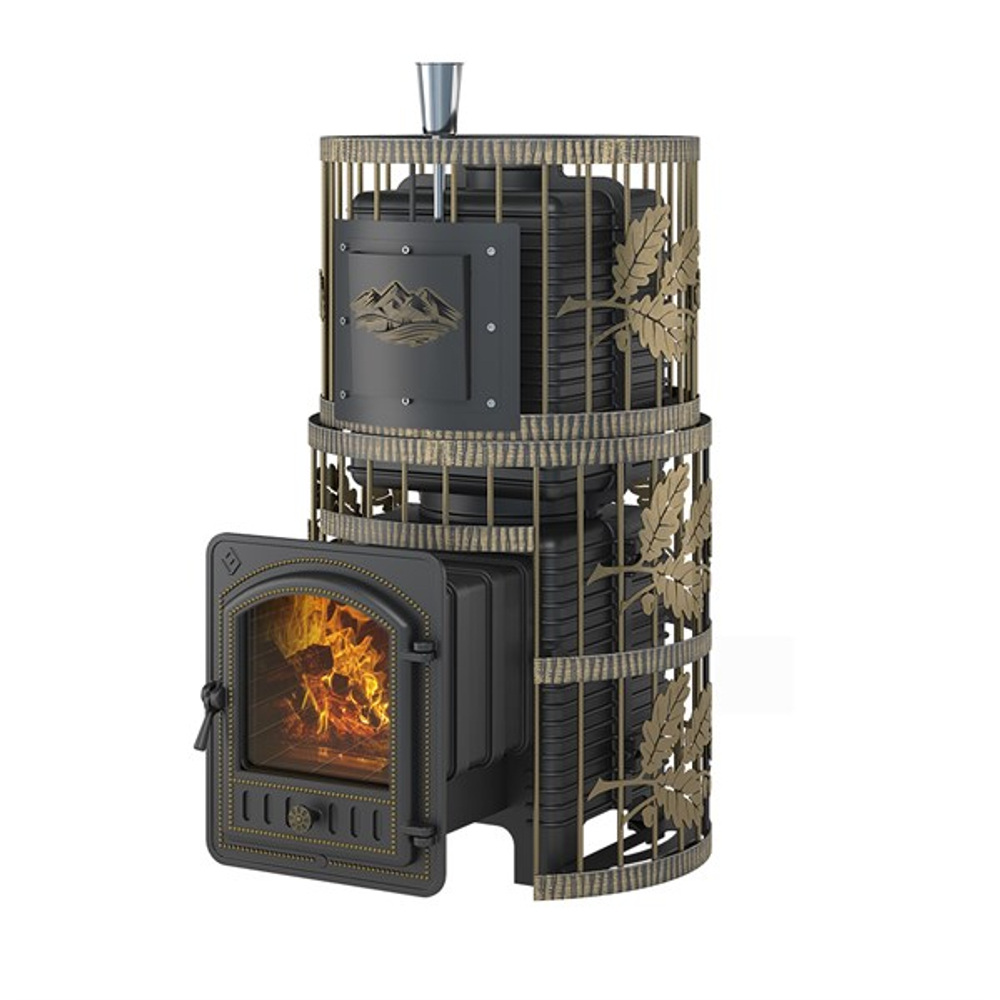 Печь для бани Эверест "Легкий пар Профи" Ковка (чугунная закрытая каменка)