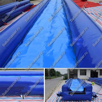 Водная горка с надувным дном, на подкачке ТУРБО "Гидроспуск", с бассейном, 150*3,5*0,8 м