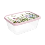 Контейнер для продуктов прямоугольный 0,85л с декором Цветущий луг, Светло-розовый