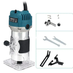 Фрезер по дереву электрический , набор фрез 15 шт,30000 об/мин,цанга 6.35мм800 Вт