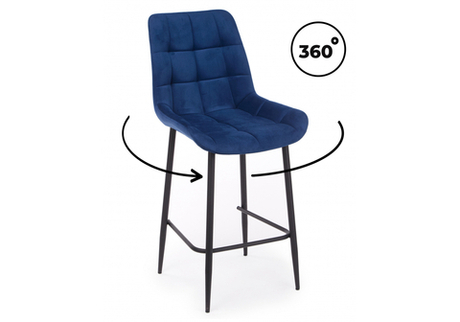 Барный стул Woodville Челси 360 синий (zd 798), черный np, ножки черные