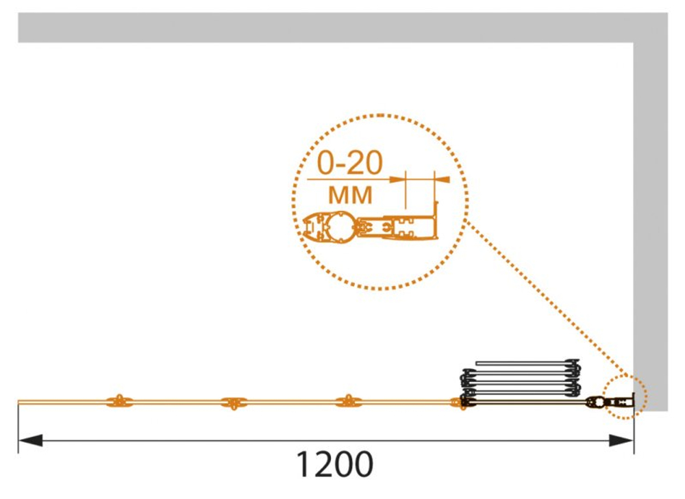 Шторка на ванну Cezares PRATICO-V-5-120/140-C-Cr