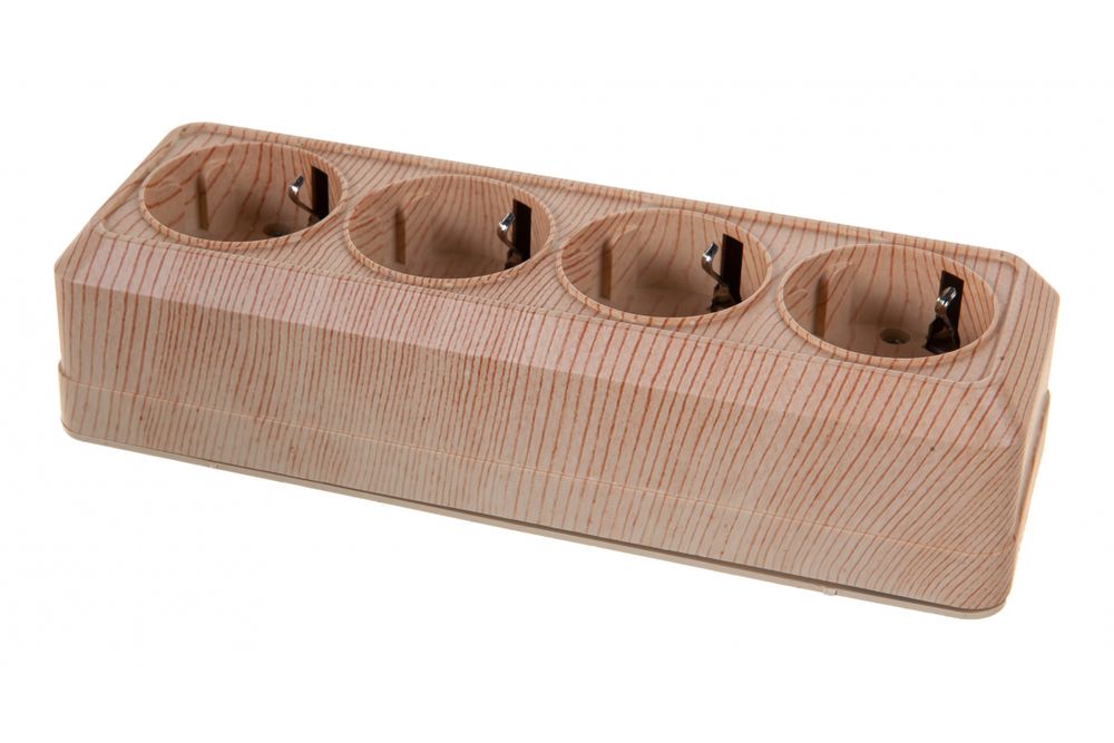 Розетка UNIVersal Олимп СОСНА 4-местная о/п б/з 16А 220В