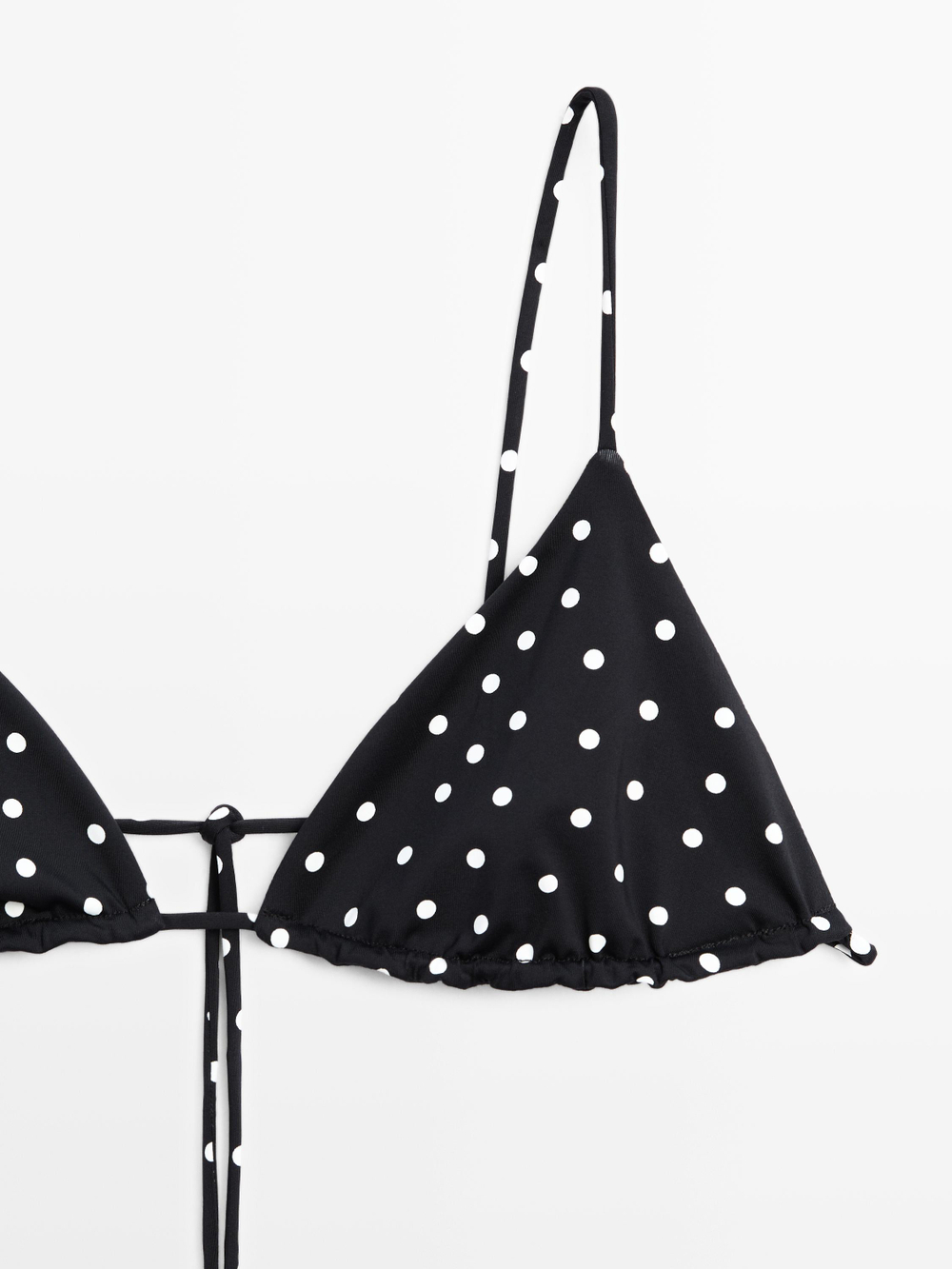 Massimo Dutti Топ бикини с треугольными чашками в горошек, черный