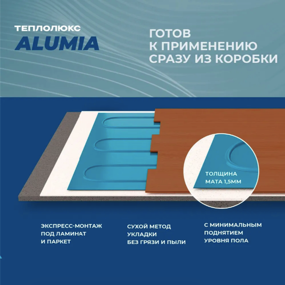 Теплый пол "Теплолюкс" Alumia 525 Вт/3,5 кв.м | Нагревательный мат на фольге