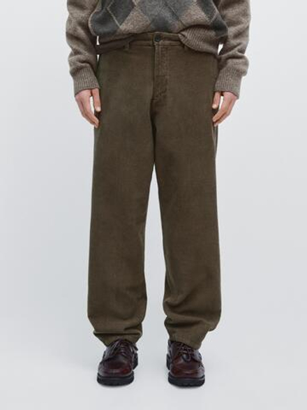 Massimo Dutti Прямые вельветовые брюки, коричневый