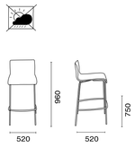 Стул барный с обивкой Papatya Icon BDK, хромированный, черный