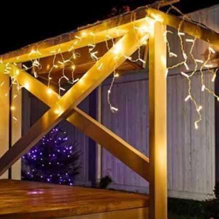 Гирлянда Айсикл (бахрома) светодиодный, 2,4 х 0,6 м, прозрачный провод, 230 В, диоды ТЕПЛЫЙ БЕЛЫЙ,