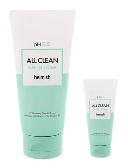 Гель для умывания слабокислотный для чувствительной кожи Heimish pH 5.5 All Clean Green Foam