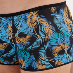 Мужские трусы хипсы черные с синим с принтом HOM CHICO Trunk 402718_40P0BI