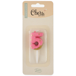 Свечи-цифры «Пончик в розовой глазури» 7 см, 1 шт.