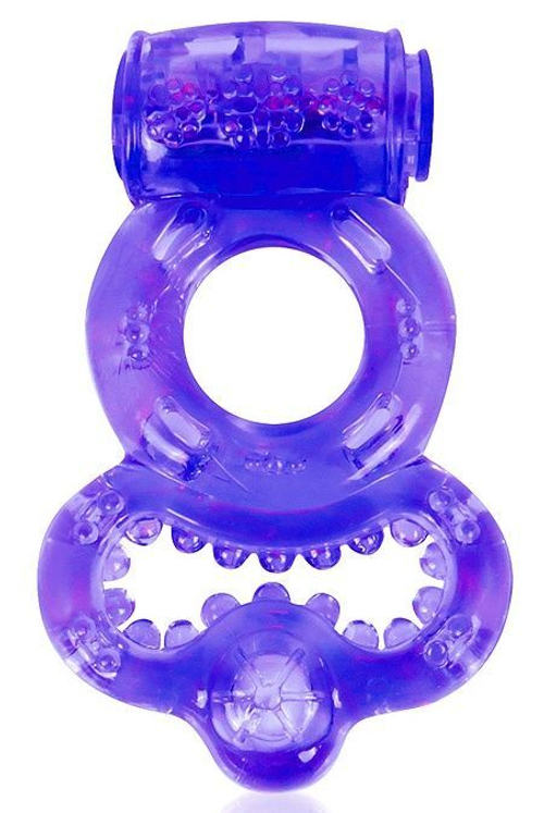 Фиолетовое эрекционное виброкольцо с шипами