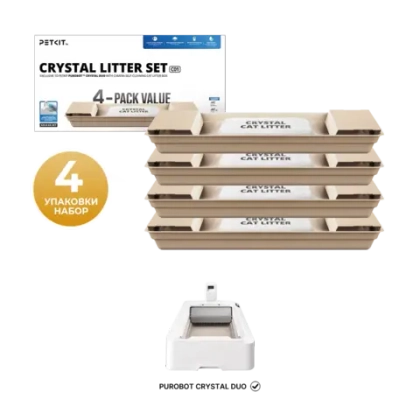 Набор силикагелевый наполнитель и сменное дно для автоматического лотка Purobot Crystal Duo