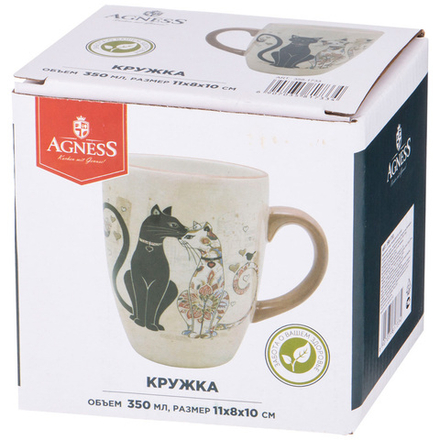 КРУЖКА AGNESS "ПАРИЖСКИЕ КОТЫ" 11*8*10 СМ 300 МЛ (КОР=72ШТ.)