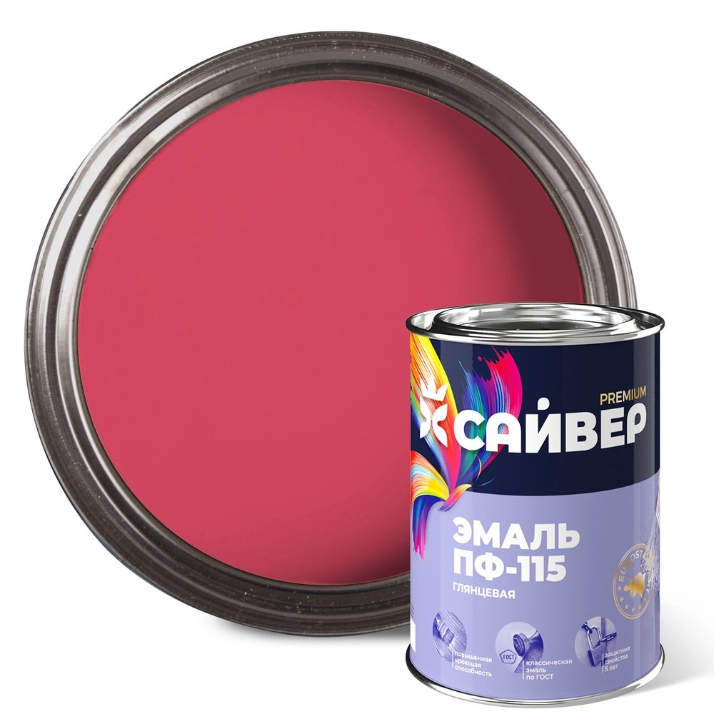 Эмаль ПФ-115 0,8кг розовая "Сайвер"