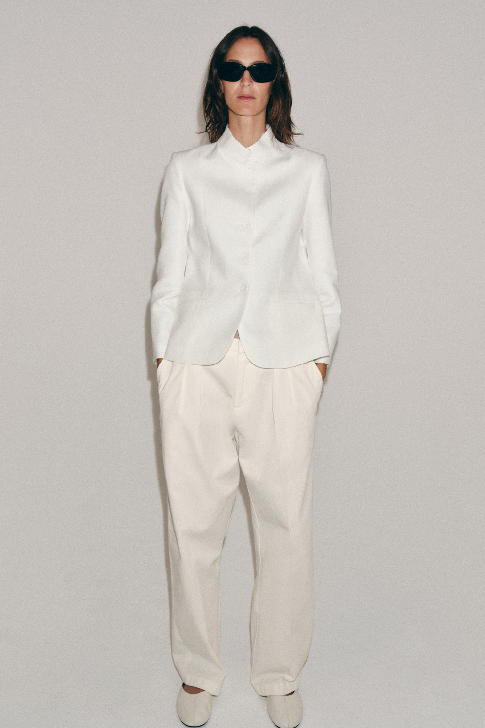 ZARA БЛЕЙЗЕР ИЗ 100% ЛЬНА — ZW COLLECTION, БЕЛЫЙ