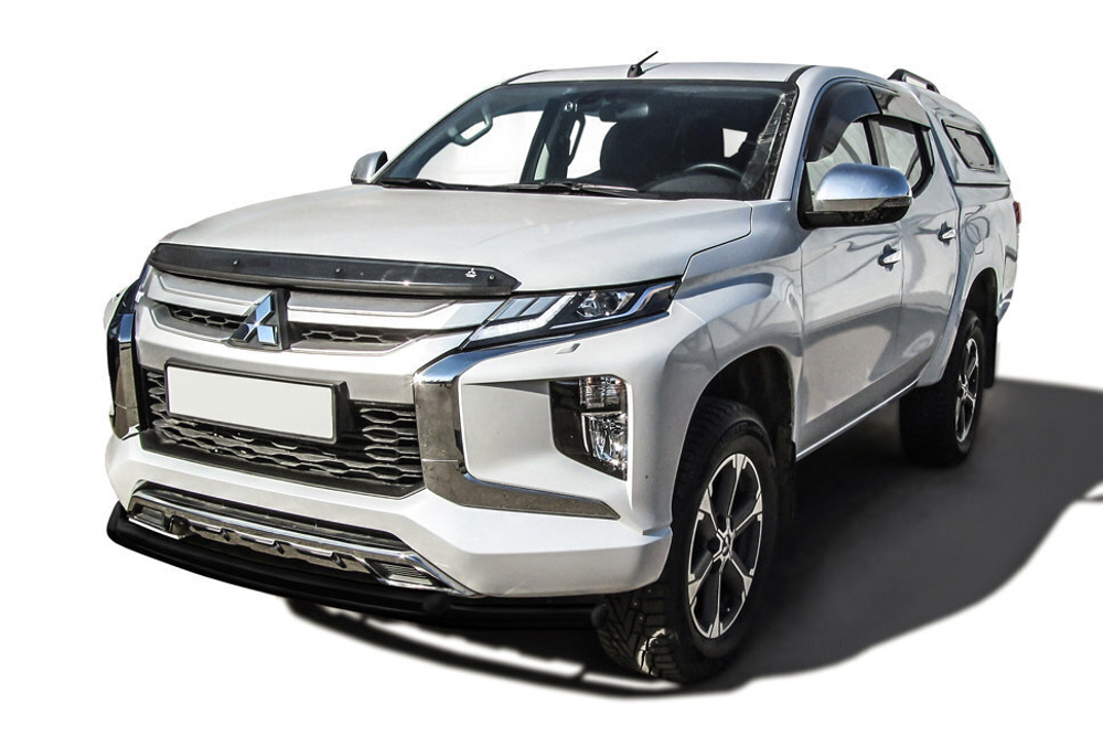 Защита переднего бампера Mitsubishi L-200 (2018-2023) d57+d42 черная