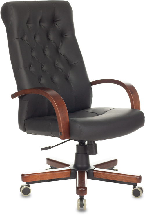 Кресло руководителя Бюрократ T-9928WALNUT/ECO черный, эко.кожа