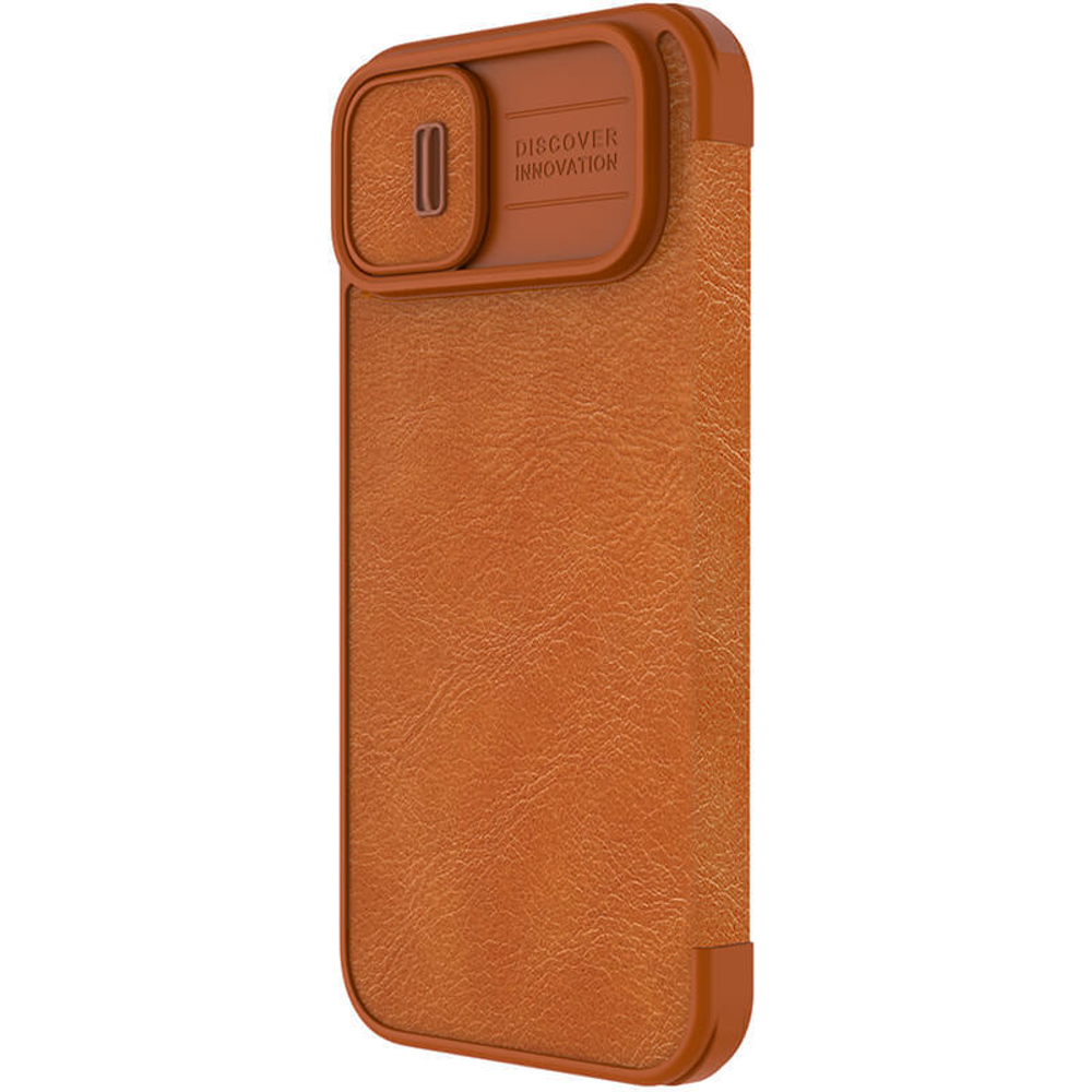 Кожаный чехол-книжка Nillkin Leather Qin Pro c защитой камеры для iPhone 14 Plus