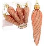 Ёлочные игрушки «Сосулька спиралька» 8,5см (набор 4шт), янтарь