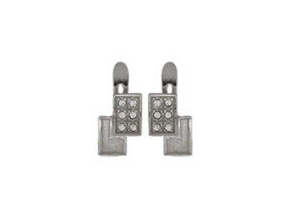 "Рикон" серьги в серебряном покрытии из коллекции "Геометрия" от Jenavi с английским замком
