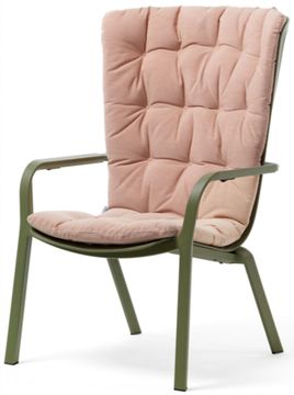 Лаунж кресло Folio зеленое пластиковое с розовой подушкой Nardi Италия