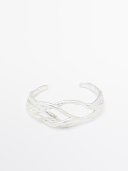 Massimo Dutti Металлический браслет в абстрактном стиле, серебряный