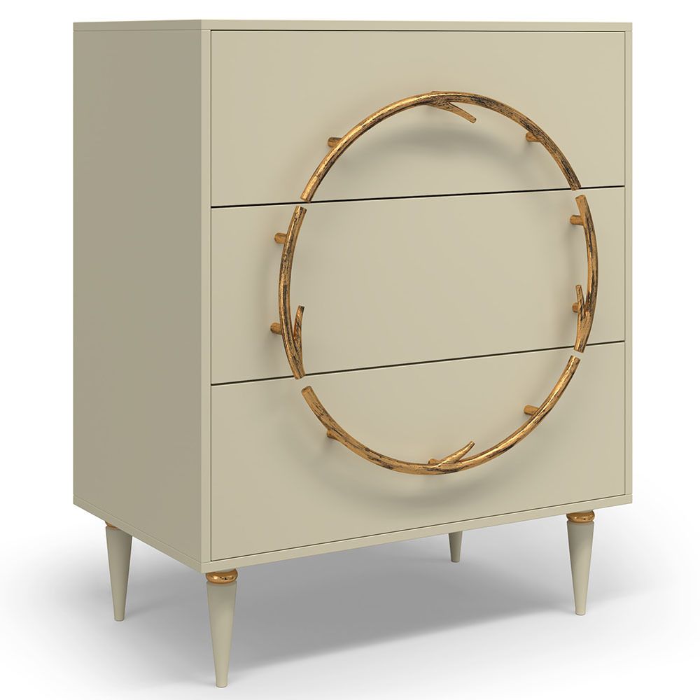 Комод Арт Колор matte Классик Голд с 3 ящиками Серый шелк матовый