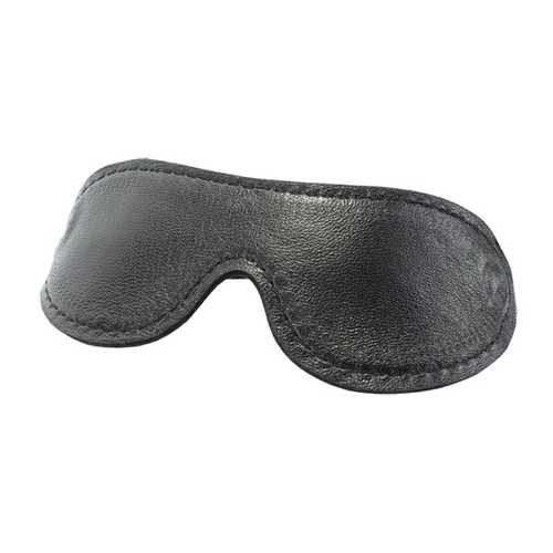 Черная кожаная маска на глаза с контрастной строчкой БДСМ Арсенал 58007