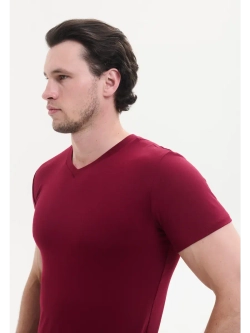 Футболка V-вырез однотонная облегающая