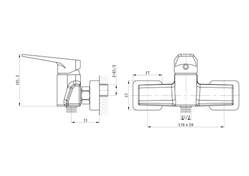 Смеситель для душа WONZON & WOGHAND ATHENS, Хром (WW-084101-CR)