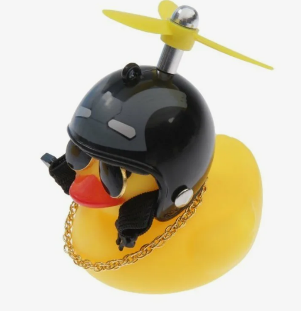 Игрушка на торпеду - УТКА в шлеме черном+автомат - желтая