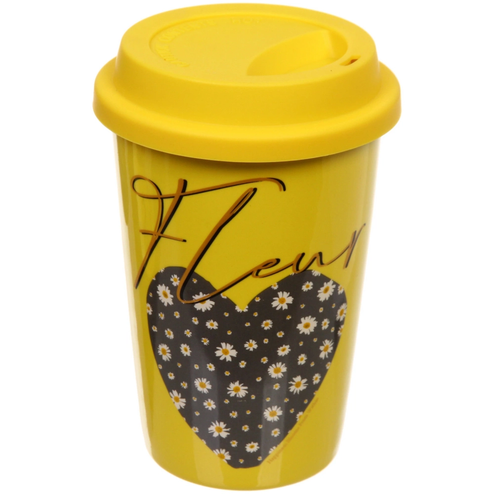 Стакан керамический 400мл «Любовь» с пластиковой крышкой