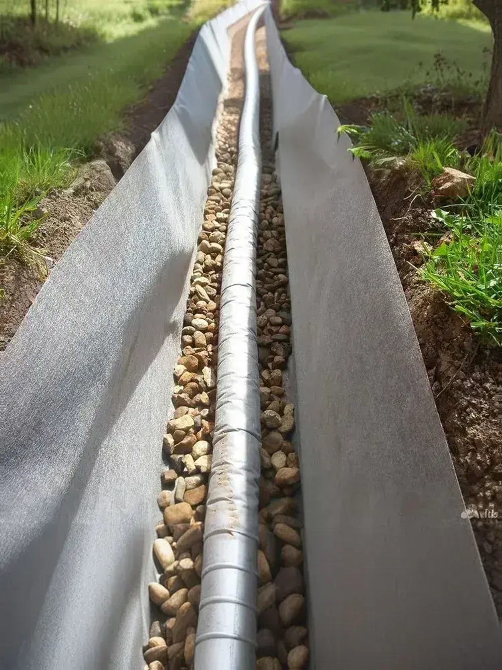 Дренажная труба 110 с перфорацией в геотекстиле бухта 50 метров гофрированная SN4