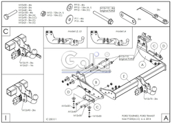 Фаркоп оцинкованный Galia F125C для Ford Tourneo 2013-, Ford Transit 2013-(паспорт и сертификат в комплекте)(без электрики)