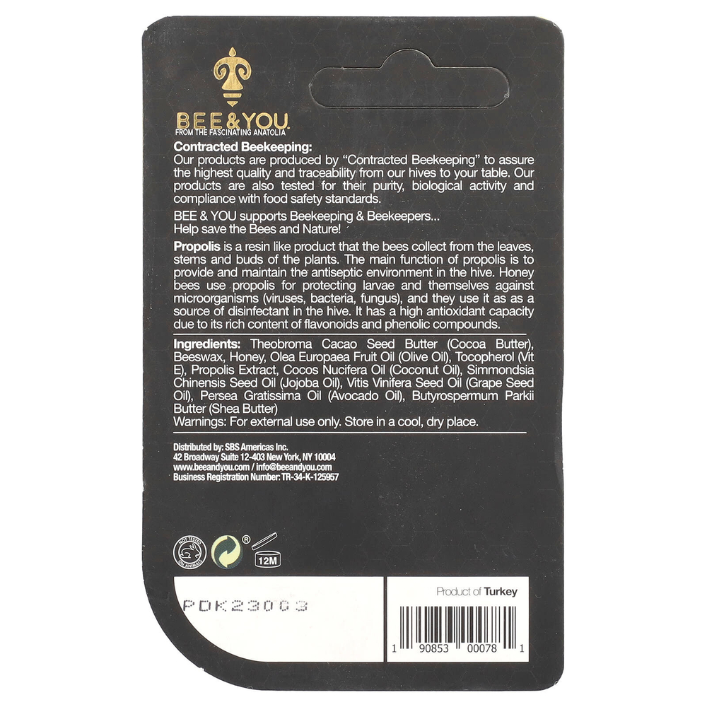 Bee & You, Бальзам для губ с медом и прополисом, 5 г (0,17 унции)