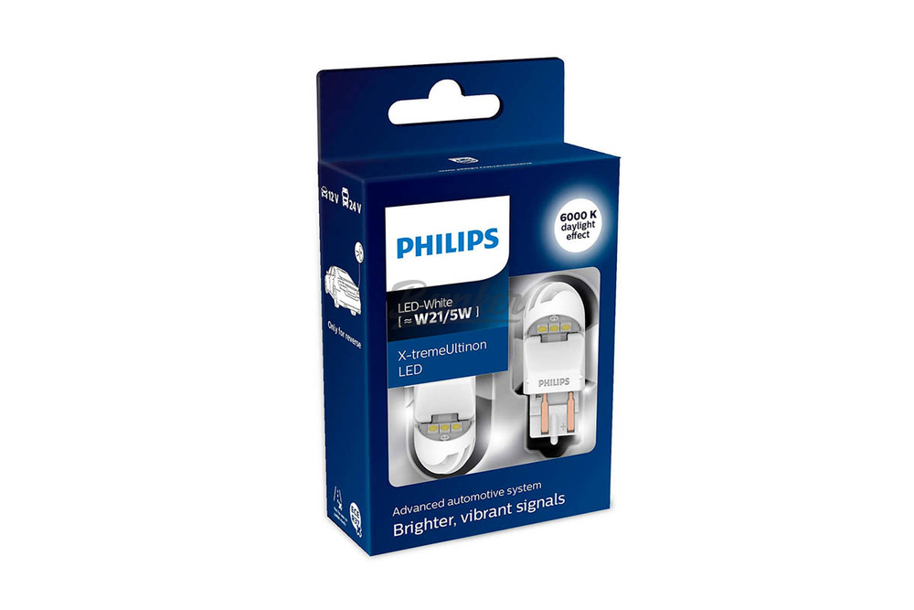 Лампа светодиодная W21/5 LED white 6000К 12V W3x16q X2