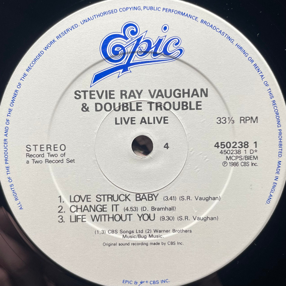 Stevie Ray Vaughan And Double Trouble ‎– Live Alive 2LP (Англия 1986г.)