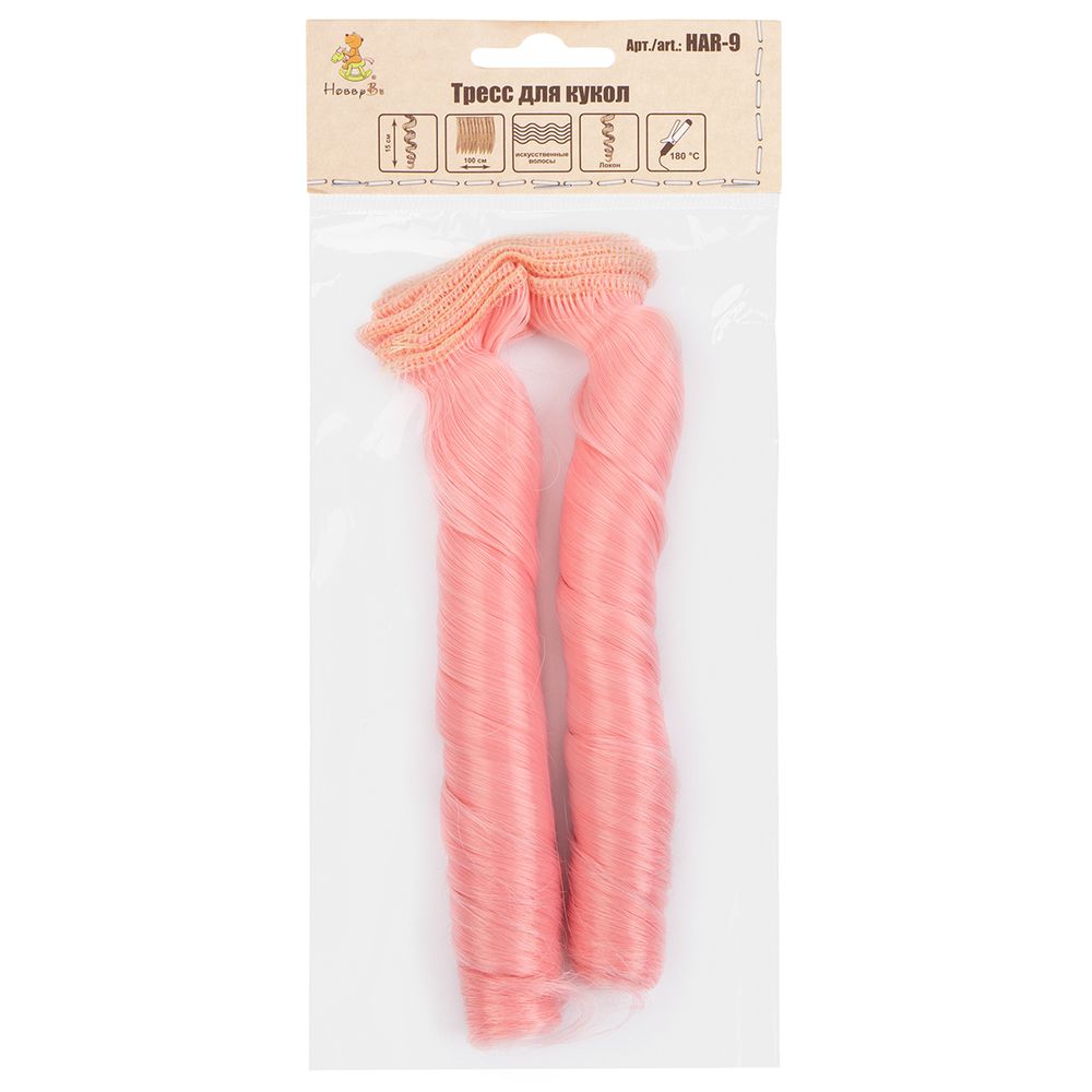Трессы для кукол 15 см, 100 см, 27 г, 30 св.розовый, HobbyBe HAR-9