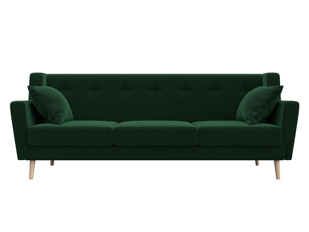 Диван кухонный прямой Брайтон 3, Зеленый, Велюр, 109151