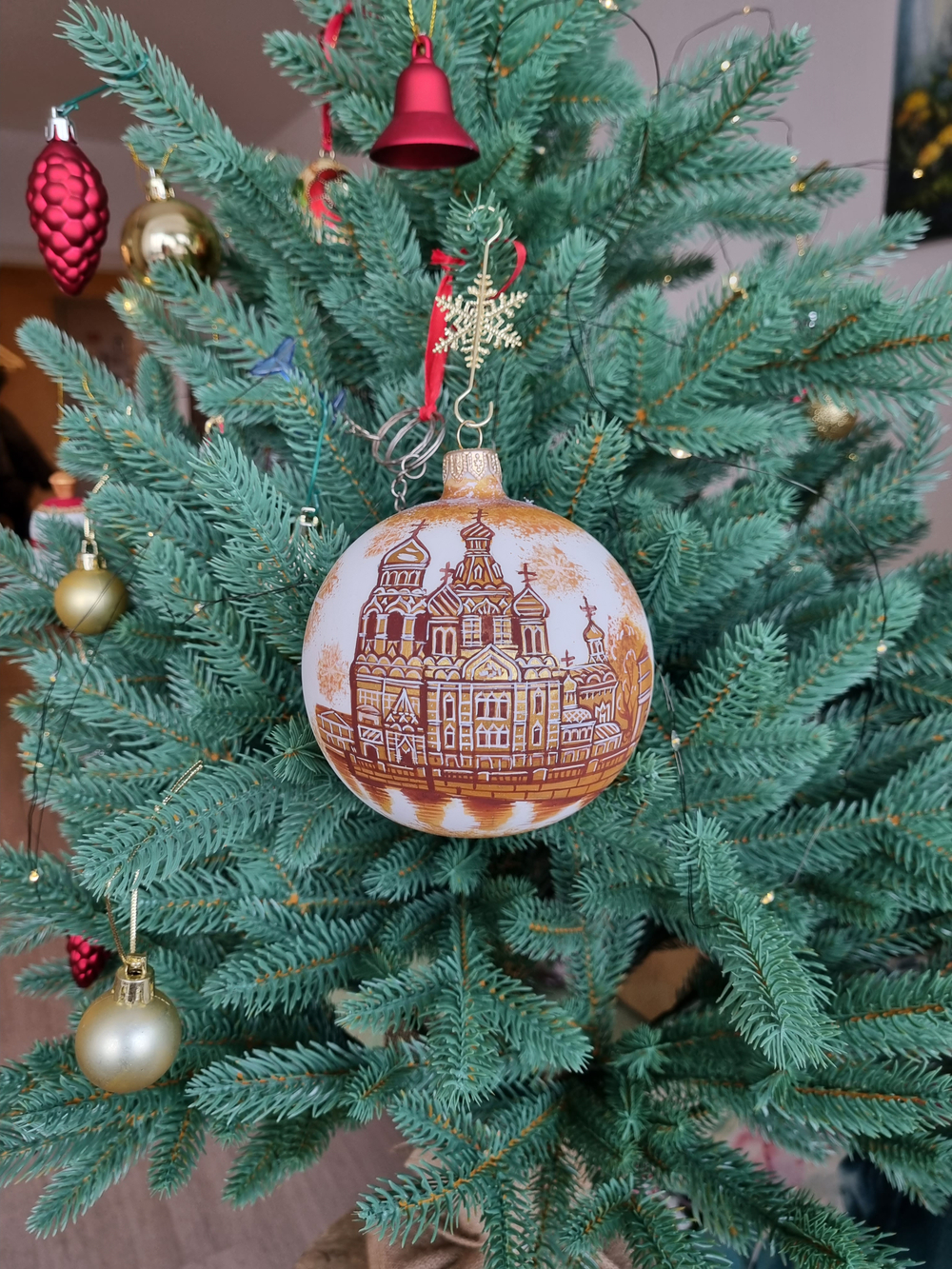 Шар стеклянный "Спас на крови",  ручная роспись