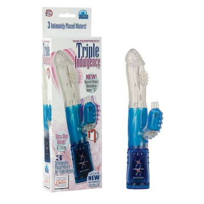 Хай-тек вибромассажёр Triple Indulgence - 24 см. (Цвет: синий)