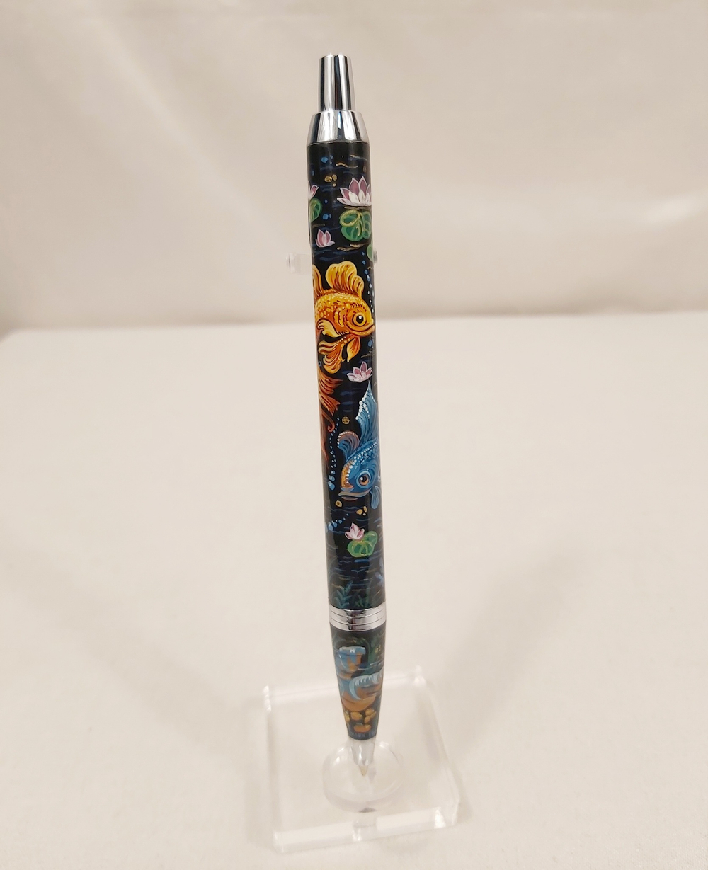 Ручка "Золотые рыбки" с ручной росписью Палех в футляре