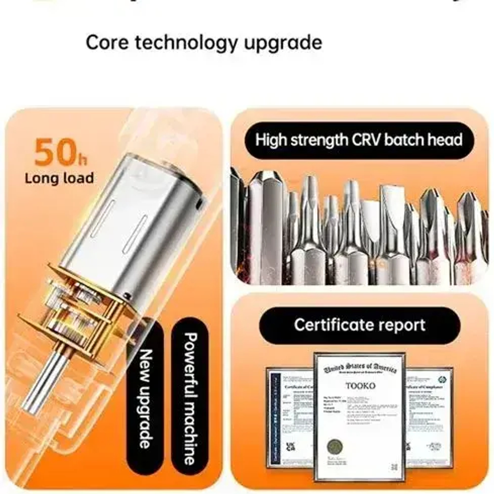 Аккумуляторная отвертка с битами (набор) USB