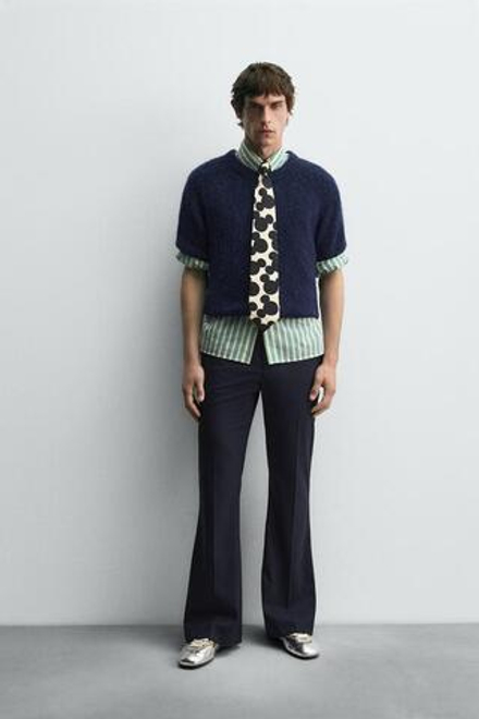 ZARA HARRY LAMBERT X DISNEY БРЮКИ КЛЕШ, МОРСКОЙ СИНИЙ